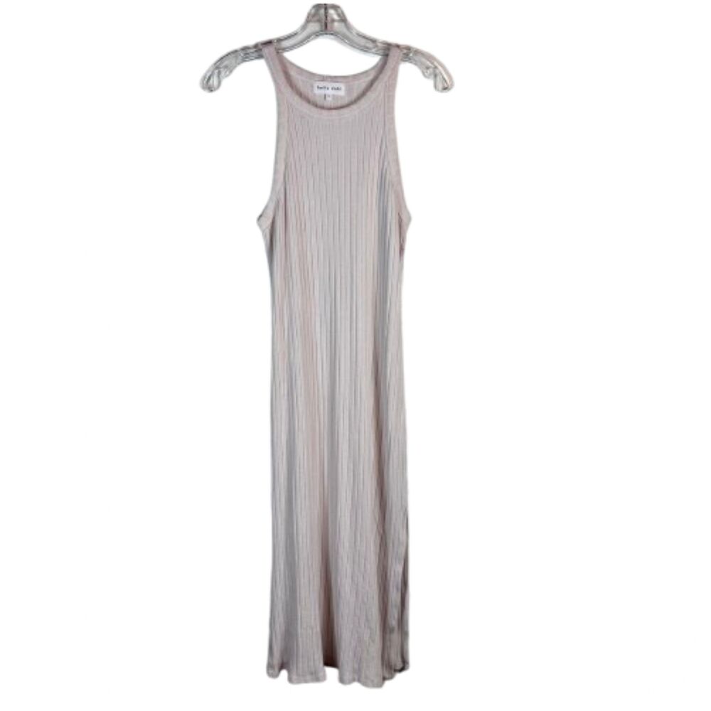 Bella Dahl Pink Hemp Blend Ribbed Tank Midi Dress Large Sleeveless Summer